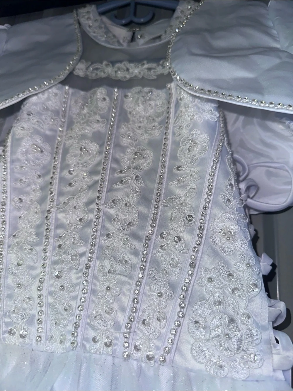 White Sparkle Pageant Dress with Bolero for Kids